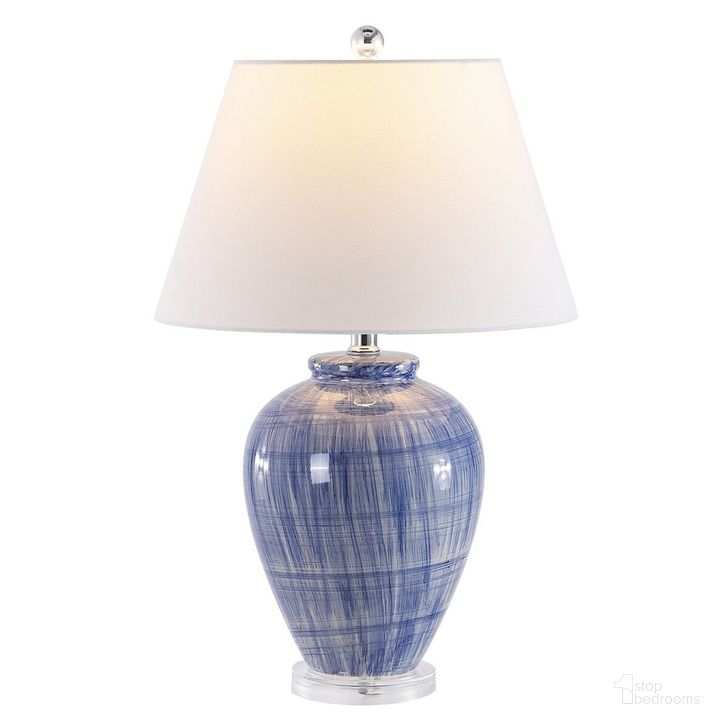 The appearance of Lerma Table Lamp in Blue designed by Safavieh in the modern / contemporary interior design. This blue piece of furniture  was selected by 1StopBedrooms from Lerma Collection to add a touch of cosiness and style into your home. Sku: TBL4399A. Product Type: Table Lamp. Image1
