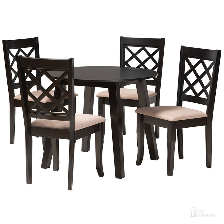 The appearance of Lexi Wood 5 Piece Dining Set In Beige and Dark Brown designed by Baxton Studio in the modern / contemporary interior design. This beige and dark brown piece of furniture  was selected by 1StopBedrooms from Lexi Collection to add a touch of cosiness and style into your home. Sku: Lexi-Sand/Dark Brown-5PC Dining Set. Product Type: Dining Room Set. Material: Rubberwood. Image1