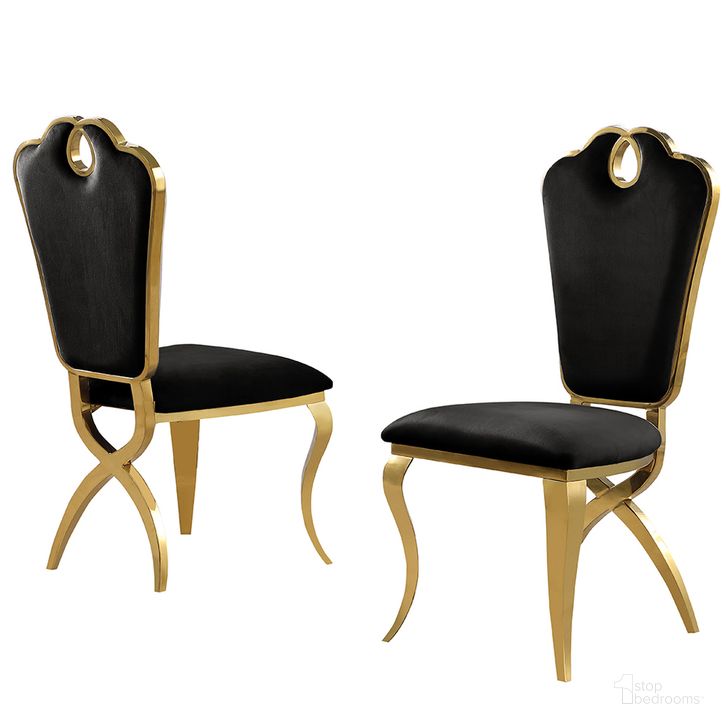 The appearance of Lexim Velvet Dining Chairs Set of 2 In Black and Gold designed by Best Master Furniture in the modern / contemporary interior design. This black and gold piece of furniture  was selected by 1StopBedrooms from Lexim Collection to add a touch of cosiness and style into your home. Sku: LX008BGC. Product Type: Dining Chair. Material: Velvet. Image1
