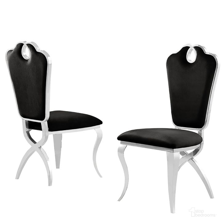 The appearance of Lexim Velvet Dining Chairs Set of 2 In Black and Silver designed by Best Master Furniture in the modern / contemporary interior design. This silver and black piece of furniture  was selected by 1StopBedrooms from Lexim Collection to add a touch of cosiness and style into your home. Sku: LX008BSC. Product Type: Dining Chair. Material: Velvet. Image1