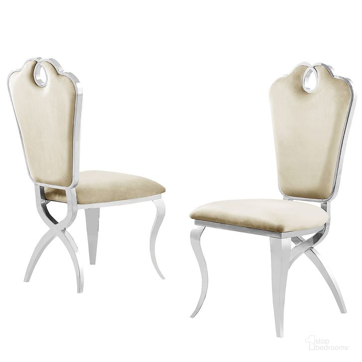 The appearance of Lexim Velvet Dining Chairs Set of 2 In Cream and Silver designed by Best Master Furniture in the modern / contemporary interior design. This silver/cream piece of furniture  was selected by 1StopBedrooms from Lexim Collection to add a touch of cosiness and style into your home. Sku: LX008CSC. Product Type: Dining Chair. Material: Velvet. Image1