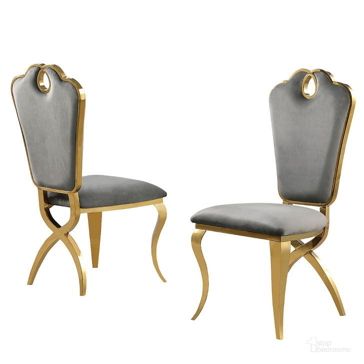 The appearance of Lexim Velvet Dining Chairs Set of 2 In Gray and Gold designed by Best Master Furniture in the modern / contemporary interior design. This gray and gold piece of furniture  was selected by 1StopBedrooms from Lexim Collection to add a touch of cosiness and style into your home. Sku: LX008GGC. Product Type: Dining Chair. Material: Velvet. Image1