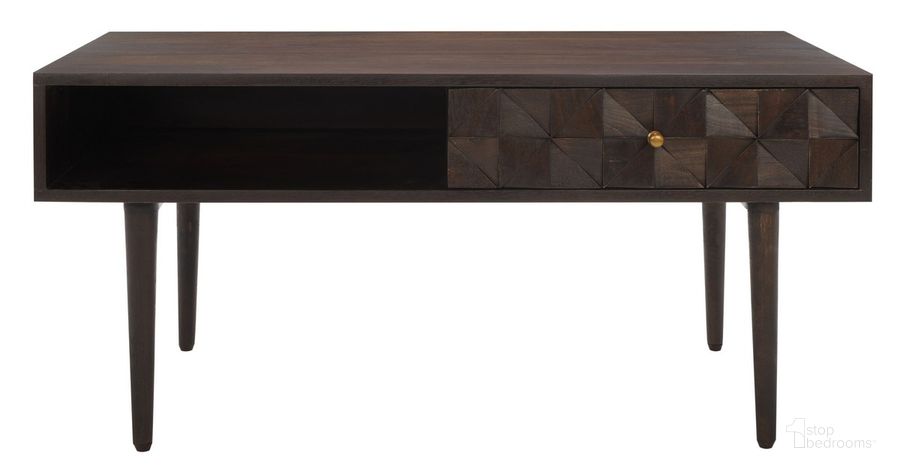 The appearance of Lexington Coffee Table in Walnut designed by Safavieh in the modern / contemporary interior design. This walnut piece of furniture  was selected by 1StopBedrooms from Lexington Collection to add a touch of cosiness and style into your home. Sku: COF9006A. Material: Wood. Product Type: Coffee Table. Image1