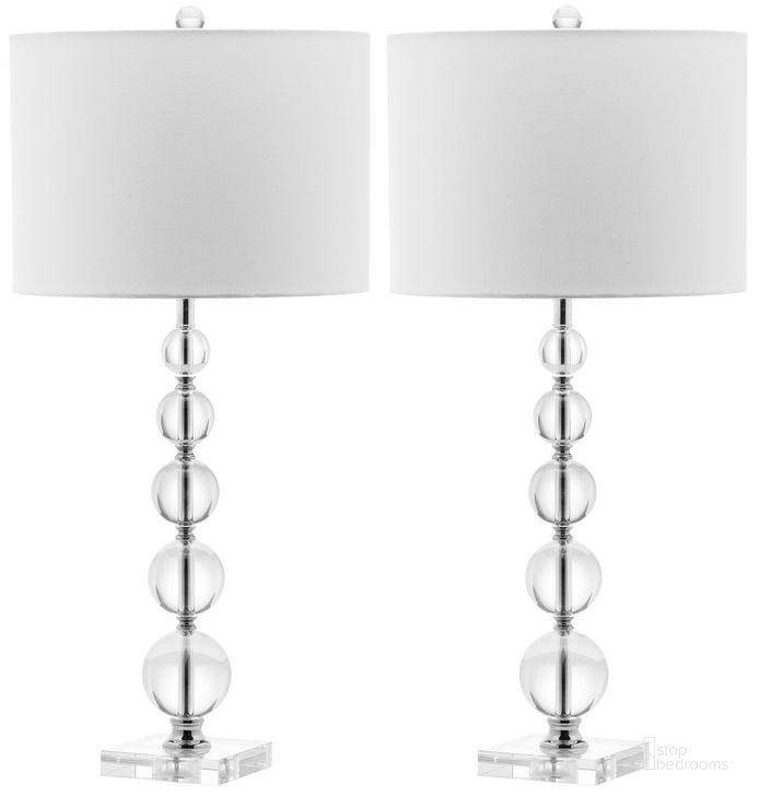The appearance of Liam Clear 29 Inch Stacked Crystal Ball Lamp Set of 2 designed by Safavieh in the modern / contemporary interior design. This clear piece of furniture  was selected by 1StopBedrooms from Liam Collection to add a touch of cosiness and style into your home. Sku: LIT4112A-SET2. Material: Chrome. Product Type: Table Lamp. Image1