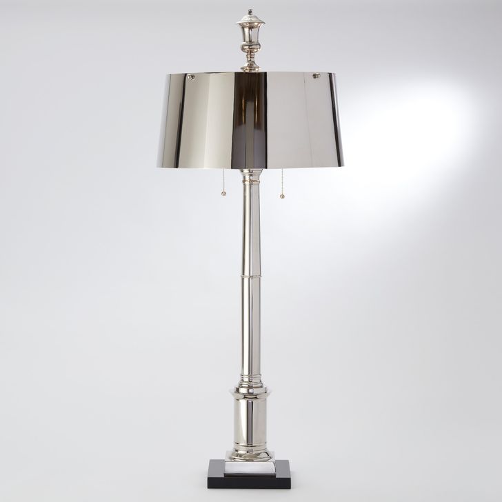 The appearance of Library Lamp In Nickel designed by Global Views in the modern / contemporary interior design. This nickel piece of furniture  was selected by 1StopBedrooms from Library Collection to add a touch of cosiness and style into your home. Sku: 9.92229. Product Type: Lamp. Material: Brass. Image1