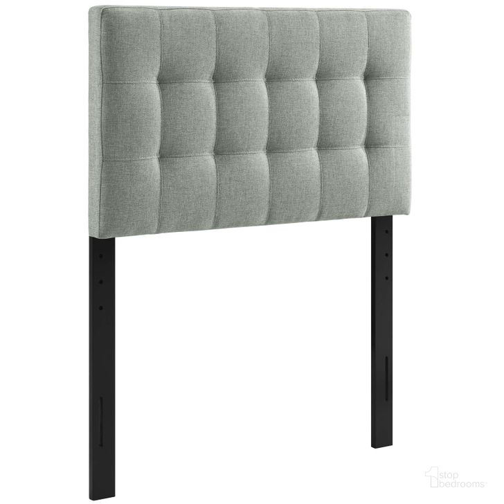 The appearance of Lily Gray Twin Upholstered Fabric Headboard MOD-5148-GRY designed by Modway in the modern / contemporary interior design. This gray piece of furniture  was selected by 1StopBedrooms from Lily Collection to add a touch of cosiness and style into your home. Sku: MOD-5148-GRY. Product Type: Headboard. Material: MDF. Image1
