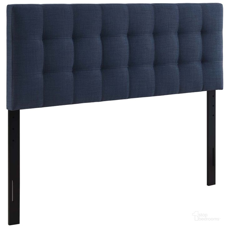 The appearance of Lily Navy Full Upholstered Fabric Headboard designed by Modway in the modern / contemporary interior design. This navy piece of furniture  was selected by 1StopBedrooms from Lily Collection to add a touch of cosiness and style into your home. Sku: MOD-5146-NAV. Product Type: Headboard. Material: MDF. Image1