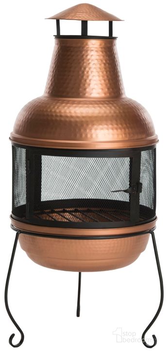 The appearance of Lima Copper and Black Chiminea designed by Safavieh in the traditional interior design. This black and copper piece of furniture  was selected by 1StopBedrooms from Safavieh PIT Collection to add a touch of cosiness and style into your home. Sku: PIT1000A. Material: Steel. Product Type: Fireplace. Image1