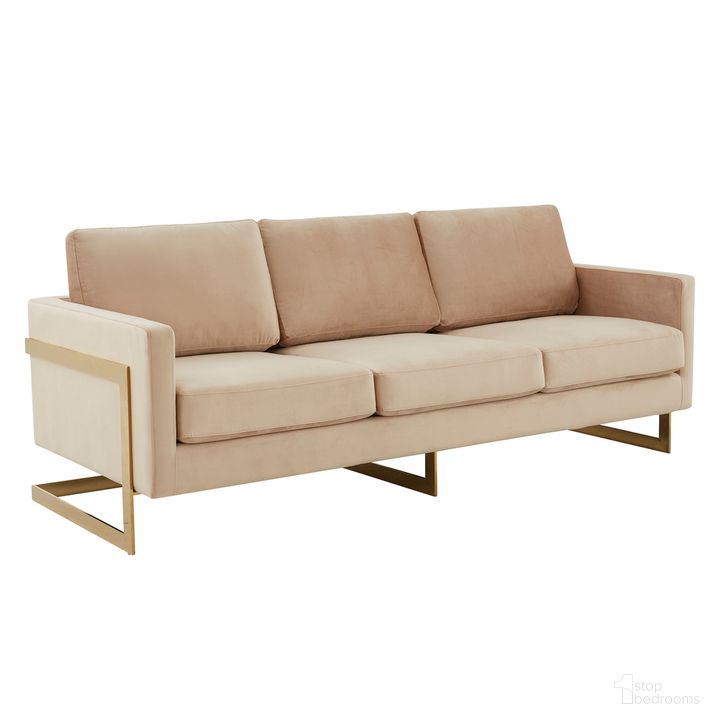 The appearance of Lincoln Upholstered Velvet Sofa In Beige designed by LeisureMod in the modern / contemporary interior design. This beige piece of furniture  was selected by 1StopBedrooms from Lincoln Collection to add a touch of cosiness and style into your home. Sku: LA83BG. Product Type: Sofa. Material: Velvet. Image1