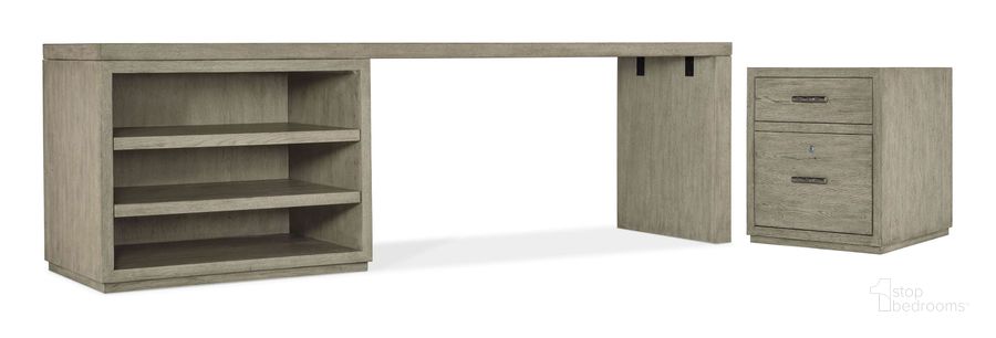 The appearance of Linville Falls Gray 96 Inch Home Office Set with Open Desk Cabinet In Gray designed by Hooker in the transitional interior design. This gray piece of furniture  was selected by 1StopBedrooms from Linville Collection to add a touch of cosiness and style into your home. Sku: 6150-10061-85;6150-10096-85;6150-10413-85;6150-10416-85. Material: Wood Veneer. Product Type: Home Office Set. Image1