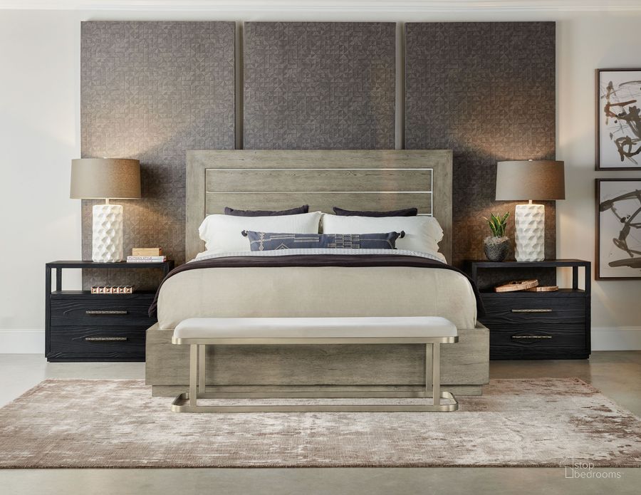 The appearance of Linville Falls Soft Smoked Gray Mill Ridge Panel Bedroom Set designed by Hooker in the transitional interior design. This gray piece of furniture  was selected by 1StopBedrooms from Linville Collection to add a touch of cosiness and style into your home. Sku: 6150-90253-85;6150-90267-85;6150-90268-85;6150-90216-85. Product Type: Bedroom Set. Bed Size: King. Material: Wood Veneer. Image1