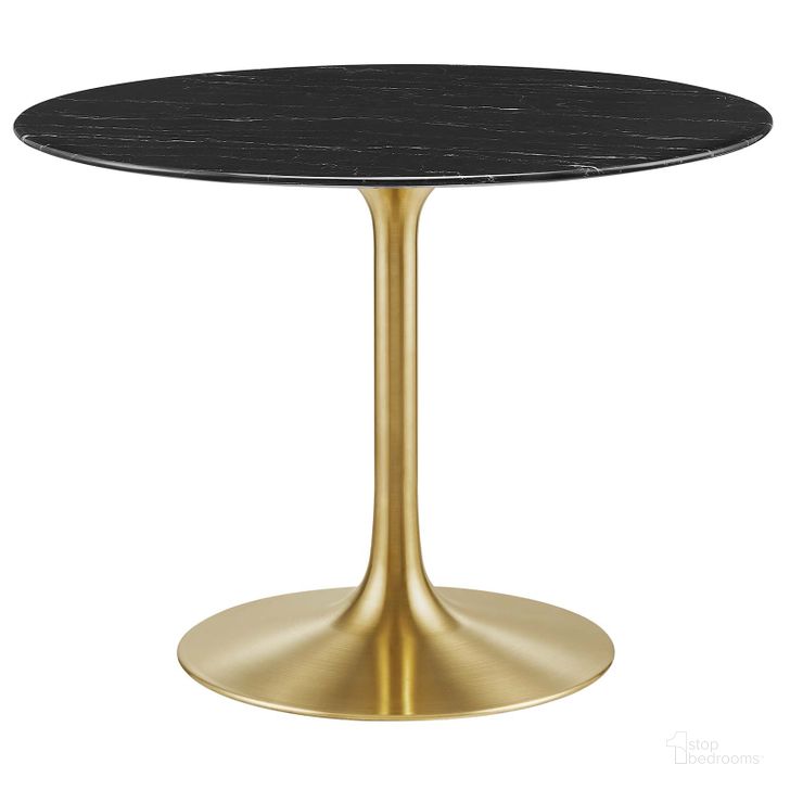 The appearance of Lippa 40 Inch Artificial Marble Dining Table In Black and Gold designed by Modway in the modern / contemporary interior design. This black and gold piece of furniture  was selected by 1StopBedrooms from Lippa Collection to add a touch of cosiness and style into your home. Sku: EEI-5238-GLD-BLK. Table Base Style: Pedestal. Table Top Shape: Round. Material: Marble. Product Type: Dining Table. Size: 40". Image1