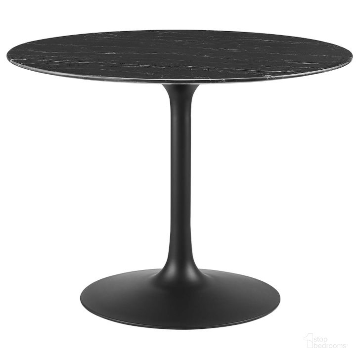 The appearance of Lippa 40 Inch Artificial Marble Dining Table In Black EEI-4876-BLK-BLK designed by Modway in the modern / contemporary interior design. This black piece of furniture  was selected by 1StopBedrooms from Lippa Collection to add a touch of cosiness and style into your home. Sku: EEI-4876-BLK-BLK. Table Base Style: Pedestal. Table Top Shape: Round. Material: Wood. Product Type: Dining Table. Size: 40". Image1
