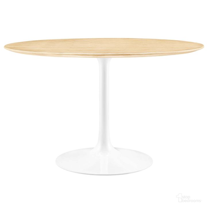 The appearance of Lippa 47 Inch Dining Table designed by Modway in the modern / contemporary interior design. This white natural piece of furniture  was selected by 1StopBedrooms from Lippa Collection to add a touch of cosiness and style into your home. Sku: EEI-5174-WHI-NAT. Table Base Style: Pedestal. Table Top Shape: Round. Product Type: Dining Table. Material: MDF. Size: 47". Image1