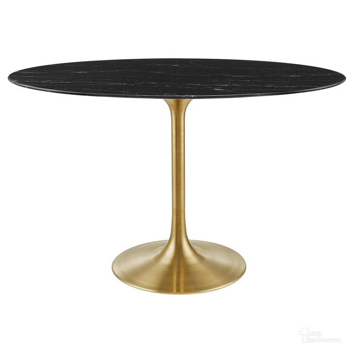 The appearance of Lippa 48 Inch Oval Artificial Marble Dining Table In Black and Gold designed by Modway in the modern / contemporary interior design. This black and gold piece of furniture  was selected by 1StopBedrooms from Lippa Collection to add a touch of cosiness and style into your home. Sku: EEI-5227-GLD-BLK. Table Base Style: Pedestal. Table Top Shape: Oval. Material: Marble. Product Type: Dining Table. Size: 48". Image1