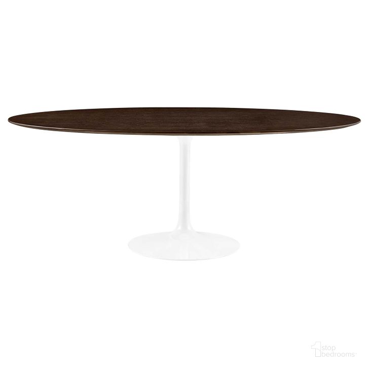 The appearance of Lippa 78 Inch Oval Dining Table EEI-5196-WHI-CHE designed by Modway in the modern / contemporary interior design. This white cherry walnut piece of furniture  was selected by 1StopBedrooms from Lippa Collection to add a touch of cosiness and style into your home. Sku: EEI-5196-WHI-CHE. Table Base Style: Pedestal. Table Top Shape: Oval. Product Type: Dining Table. Material: MDF. Size: 78". Image1