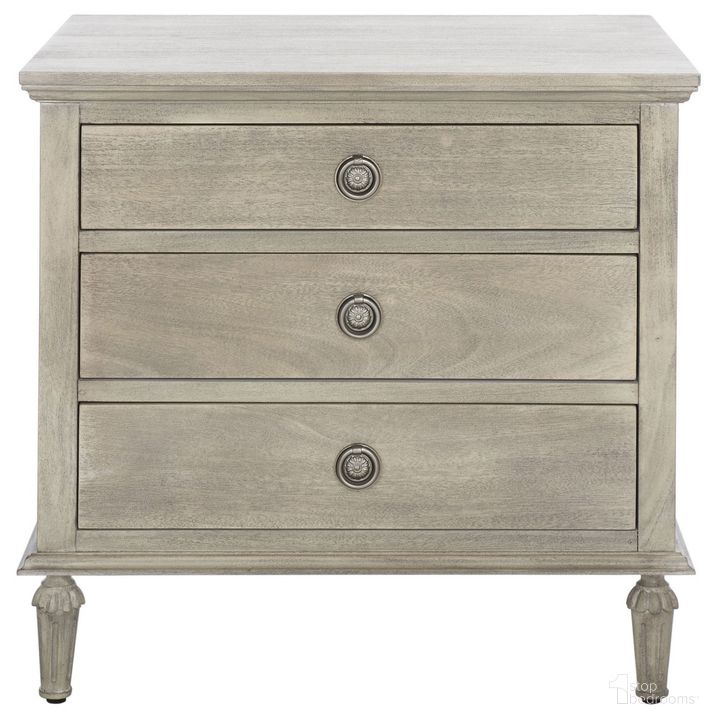 The appearance of Lisabet 3 Drawer Wood Nightstand In Light Grey designed by Safavieh Couture in the modern / contemporary interior design. This light grey piece of furniture  was selected by 1StopBedrooms from Lisabet Collection to add a touch of cosiness and style into your home. Sku: SFV7705C. Material: Wood. Product Type: Nightstand. Image1