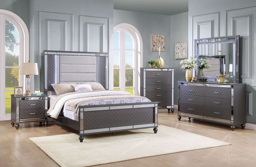 The appearance of Livorno Bedroom set In Gray designed by Glory in the  interior design. This gray piece of furniture  was selected by 1StopBedrooms from Livorno Collection to add a touch of cosiness and style into your home. Sku: G02702A-QB;G02702-N. Material: Wood. Product Type: Bedroom Set. Bed Size: Queen. Image1