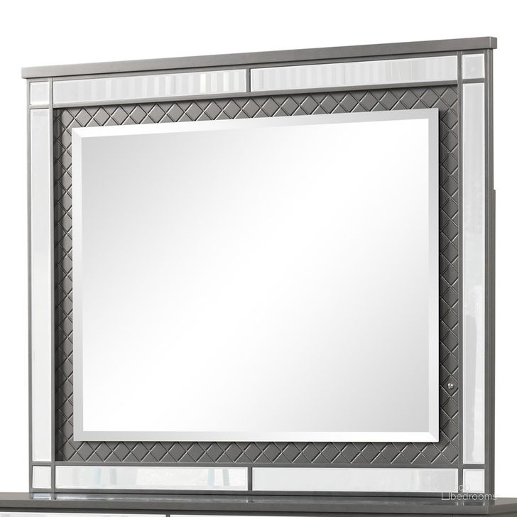 The appearance of Livorno Mirror In Gray designed by Glory in the modern / contemporary interior design. This gray piece of furniture  was selected by 1StopBedrooms from Livorno Collection to add a touch of cosiness and style into your home. Sku: G02702-M. Material: Wood. Product Type: Mirror. Image1