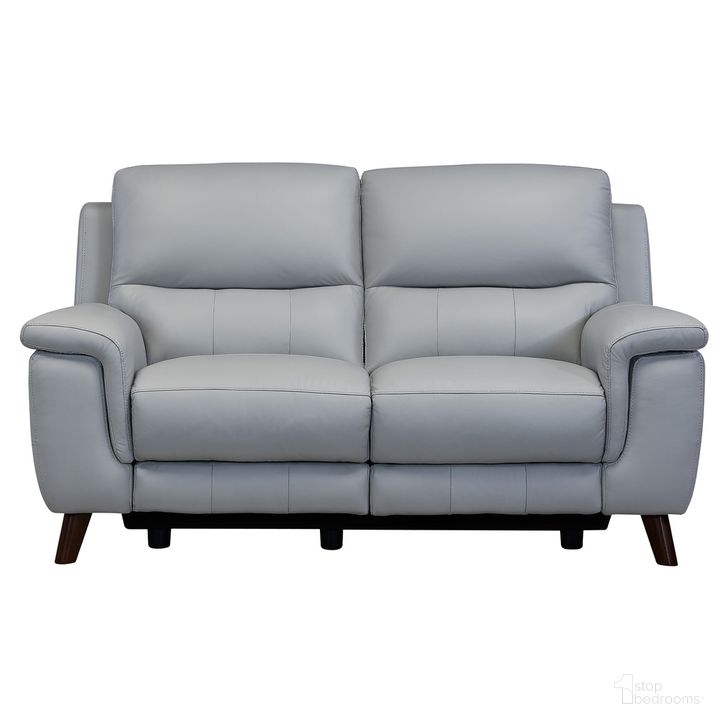 The appearance of Lizette Contemporary Loveseat In Dark Brown Wood Finish and Dove Gray Genuine Leather designed by Armen Living in the modern / contemporary interior design. This dove gray piece of furniture  was selected by 1StopBedrooms from Lizette Collection to add a touch of cosiness and style into your home. Sku: LCLZ2DV. Material: Wood. Product Type: Loveseat. Image1