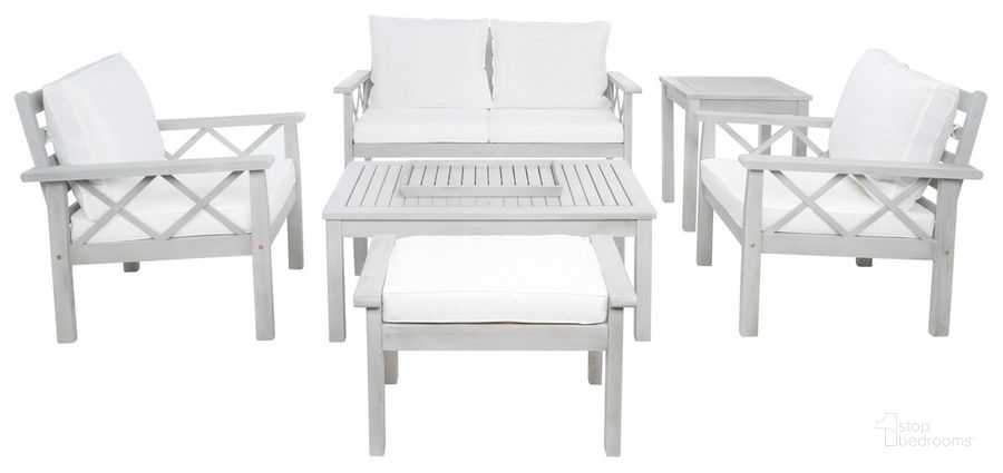 The appearance of Loanna 6Pc Outdoor Living Set in Beige PAT7307B-2BX designed by Safavieh in the modern / contemporary interior design. This gray piece of furniture  was selected by 1StopBedrooms from Loanna Collection to add a touch of cosiness and style into your home. Sku: PAT7307B-2BX. Material: Wood. Product Type: Outdoor Set. Image1