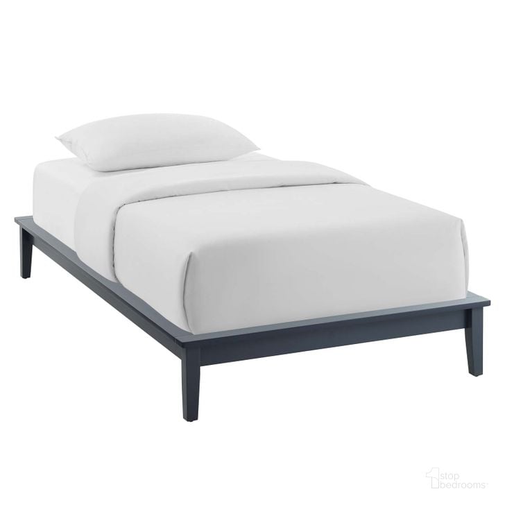 The appearance of Lodge Gray Twin Wood Platform Bed Frame designed by Modway in the modern / contemporary interior design. This gray piece of furniture  was selected by 1StopBedrooms from Lodge Collection to add a touch of cosiness and style into your home. Sku: MOD-6053-GRY. Product Type: Bed Frame. Bed Size: Twin. Material: Rubberwood. Image1