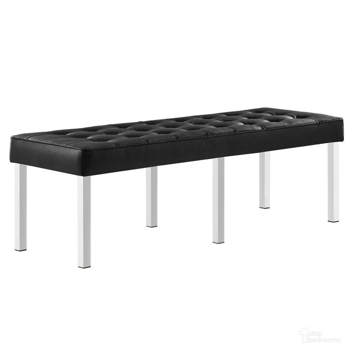 The appearance of Loft Silver and Black Tufted Large Upholstered Faux Leather Bench designed by Modway in the modern / contemporary interior design. This silver and black piece of furniture  was selected by 1StopBedrooms from Loft Collection to add a touch of cosiness and style into your home. Sku: EEI-3397-SLV-BLK. Product Type: Bench. Material: Pine. Image1