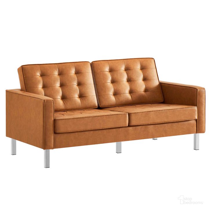 The appearance of Loft Silver Tan Tufted Upholstered Faux Leather Loveseat designed by Modway in the modern / contemporary interior design. This silver tan piece of furniture  was selected by 1StopBedrooms from Loft Collection to add a touch of cosiness and style into your home. Sku: EEI-3388-SLV-TAN. Product Type: Loveseat. Material: Pine. Image1