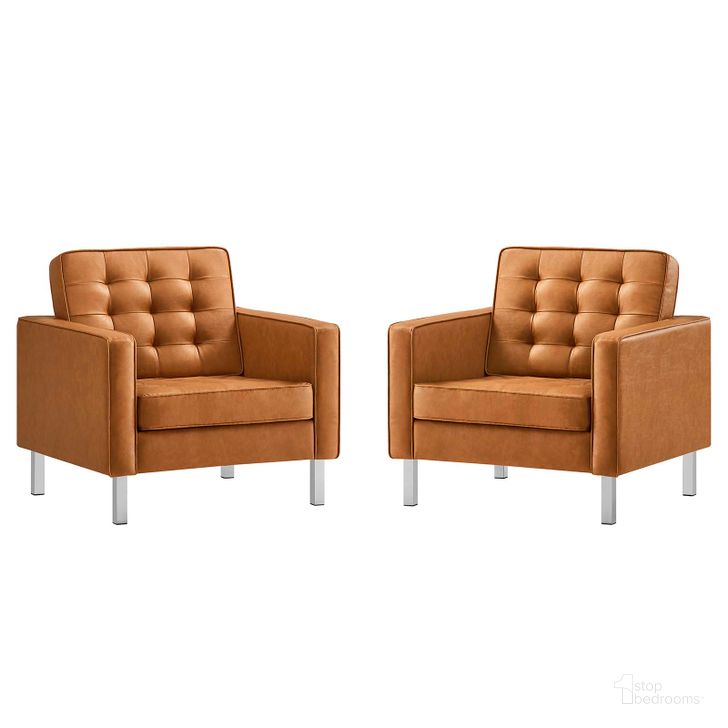The appearance of Loft Tufted Upholstered Faux Leather Armchair Set of 2 EEI-4101-SLV-TAN designed by Modway in the modern / contemporary interior design. This silver tan piece of furniture  was selected by 1StopBedrooms from Loft Collection to add a touch of cosiness and style into your home. Sku: EEI-4101-SLV-TAN. Product Type: Arm Chair. Material: Pine. Image1