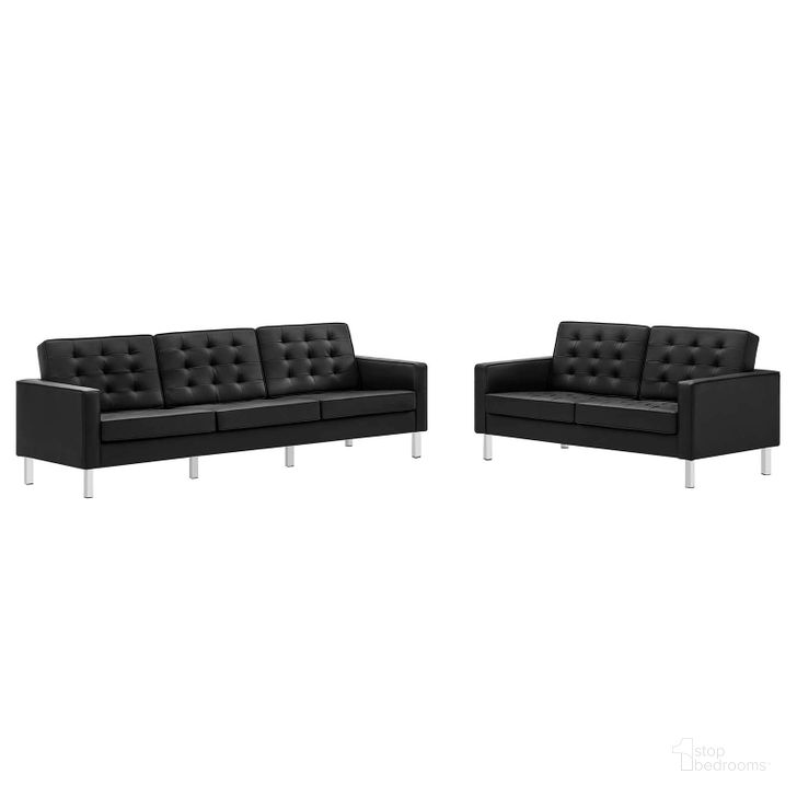 The appearance of Loft Tufted Upholstered Faux Leather Sofa and Loveseat Set designed by Modway in the modern / contemporary interior design. This brown and gray piece of furniture  was selected by 1StopBedrooms from Loft Collection to add a touch of cosiness and style into your home. Sku: EEI-4106-SLV-BLK-SET. Product Type: Sofa. Material: Pine. Image1