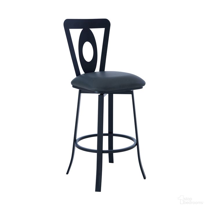 The appearance of Lola Contemporary 30 Inch Bar Height Barstool In Matte Black Finish and Gray Faux Leather designed by Armen Living in the modern / contemporary interior design. This gray piece of furniture  was selected by 1StopBedrooms from Lola Collection to add a touch of cosiness and style into your home. Sku: LCLLBAMBGR30. Product Type: Barstool. Material: Stainless Steel. Image1