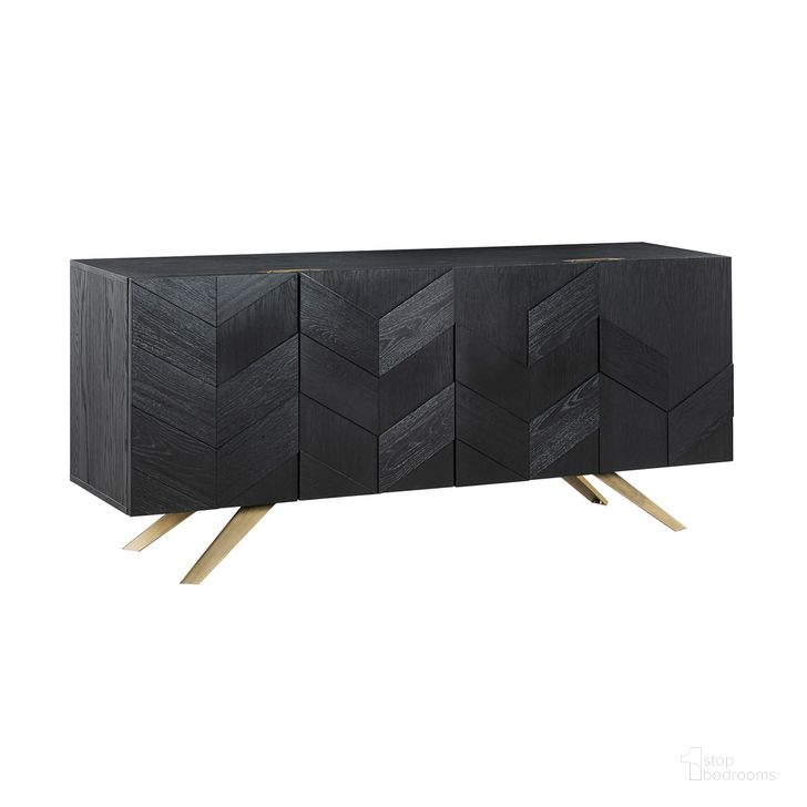 The appearance of Lombard 4 Door Sideboard Buffet In Black Brushed Wood designed by Armen Living in the modern / contemporary interior design. This black piece of furniture  was selected by 1StopBedrooms from Lombard Collection to add a touch of cosiness and style into your home. Sku: LCLDBUBL. Material: Wood. Product Type: Buffet. Image1