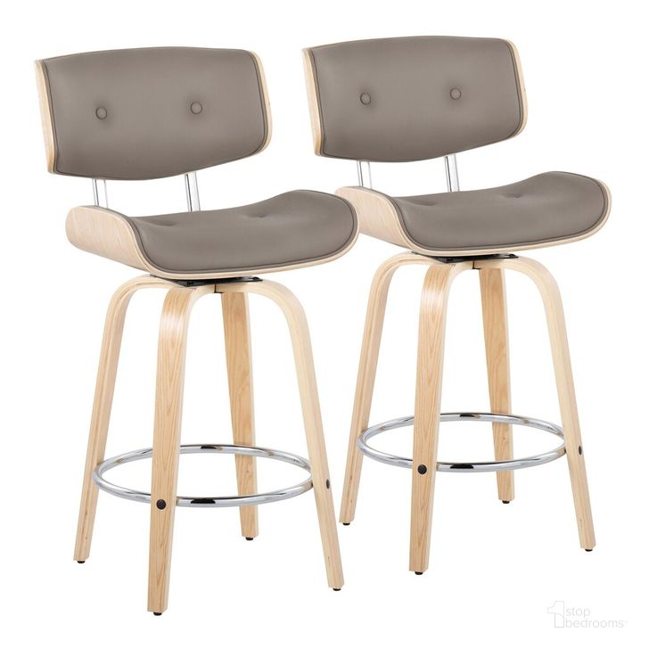 The appearance of Lombardi 26 Inch Fixed Height Counter Stool Set of 2 In Grey and Natural designed by Lumisource in the transitional interior design. This grey and natural piece of furniture  was selected by 1StopBedrooms from Lombardi Collection to add a touch of cosiness and style into your home. Sku: B26-LMBPU-GRTZR2 NANALGY2. Material: Wood. Product Type: Barstool. Image1