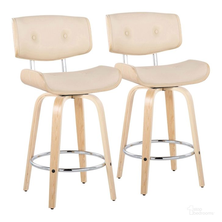 The appearance of Lombardi 26 Inch Fixed Height Counter Stool Set of 2 In Natural and Chrome designed by Lumisource in the transitional interior design. This natural/chrome piece of furniture  was selected by 1StopBedrooms from Lombardi Collection to add a touch of cosiness and style into your home. Sku: B26-LMBPU-GRTZR2 NANACR2. Material: Wood. Product Type: Barstool. Image1