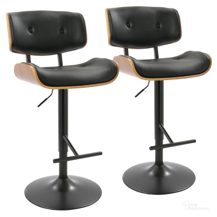 The appearance of Lombardi Adjustable Barstool Set of 2 In Black Walnut designed by Lumisource in the transitional interior design. This black walnut piece of furniture  was selected by 1StopBedrooms from Lombardi Collection to add a touch of cosiness and style into your home. Sku: BS-LMB2-SWVT WLBK2. Material: Wood. Product Type: Barstool. Image1