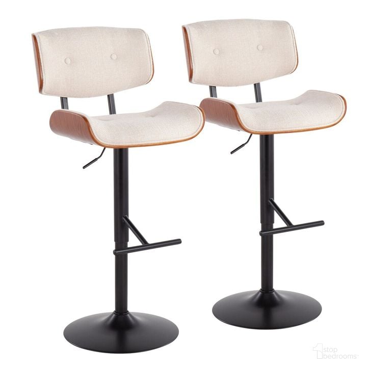 The appearance of Lombardi Adjustable Barstool Set of 2 In Cream and Black designed by Lumisource in the transitional interior design. This cream and black piece of furniture  was selected by 1StopBedrooms from Lombardi Collection to add a touch of cosiness and style into your home. Sku: BS-LMB2-SWVT BKCR2. Material: Wood. Product Type: Barstool. Image1