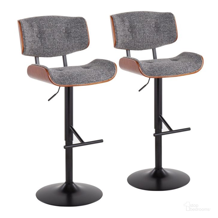 The appearance of Lombardi Adjustable Barstool Set of 2 In Grey designed by Lumisource in the transitional interior design. This grey piece of furniture  was selected by 1StopBedrooms from Lombardi Collection to add a touch of cosiness and style into your home. Sku: BS-LMB2-SWVT BKGY2. Material: Wood. Product Type: Barstool. Image1