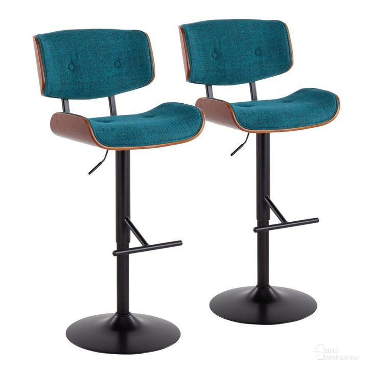 The appearance of Lombardi Adjustable Barstool Set of 2 In Teal designed by Lumisource in the transitional interior design. This teal piece of furniture  was selected by 1StopBedrooms from Lombardi Collection to add a touch of cosiness and style into your home. Sku: BS-LMB2-SWVT BKTL2. Material: Wood. Product Type: Barstool. Image1