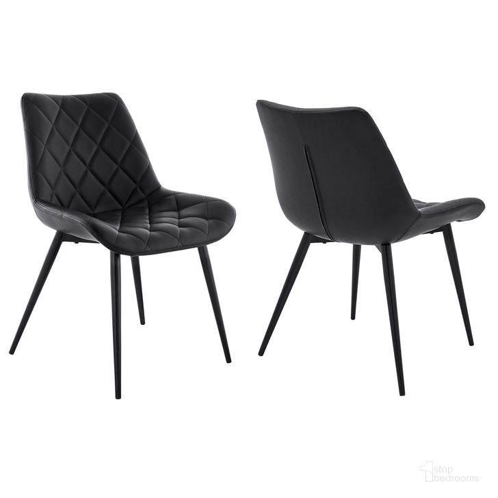 The appearance of Loralie Black Faux Leather and Black Metal Dining Chair Set of 2 designed by Armen Living in the modern / contemporary interior design. This black piece of furniture  was selected by 1StopBedrooms from Loralie Collection to add a touch of cosiness and style into your home. Sku: LCLRSIBLBL. Material: Wood. Product Type: Dining Chair. Image1