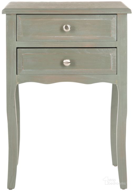 The appearance of Lori French Grey End Table with 2 Storage Drawers designed by Safavieh in the traditional interior design. This ash gray piece of furniture  was selected by 1StopBedrooms from Lori Collection to add a touch of cosiness and style into your home. Sku: AMH6576B. Material: Wood. Product Type: Accent Table. Image1