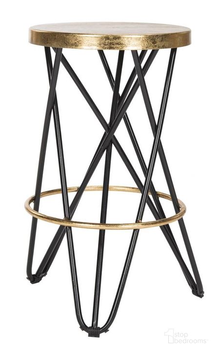 The appearance of Lorna Black and Gold Leaf Counter Stool designed by Safavieh in the modern / contemporary interior design. This black and gold piece of furniture  was selected by 1StopBedrooms from Lorna Collection to add a touch of cosiness and style into your home. Sku: FOX3255D. Product Type: Barstool. Material: Iron. Image1