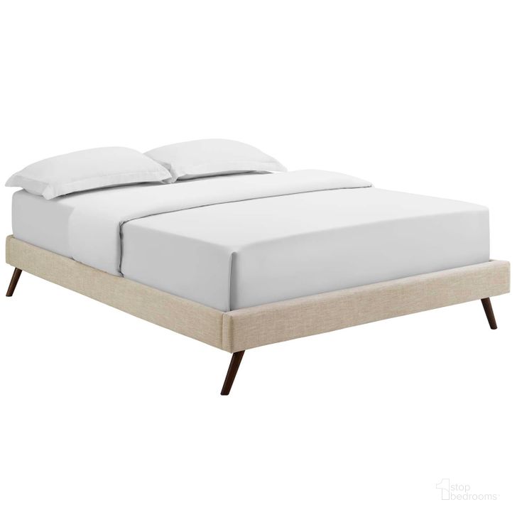 The appearance of Loryn Beige Full Fabric Bed Frame with Round Splayed Legs designed by Modway in the modern / contemporary interior design. This beige piece of furniture  was selected by 1StopBedrooms from Loryn Collection to add a touch of cosiness and style into your home. Sku: MOD-5889-BEI. Material: Fabric. Product Type: Bed Frame. Bed Size: Full. Image1