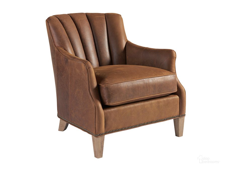 The appearance of Los Altos Princeton Leather Chair designed by Tommy Bahama in the transitional interior design. This brown piece of furniture  was selected by 1StopBedrooms from Los Altos Collection to add a touch of cosiness and style into your home. Sku: 01-7244-11-LL-40. Material: Leather. Product Type: Accent Chair. Image1