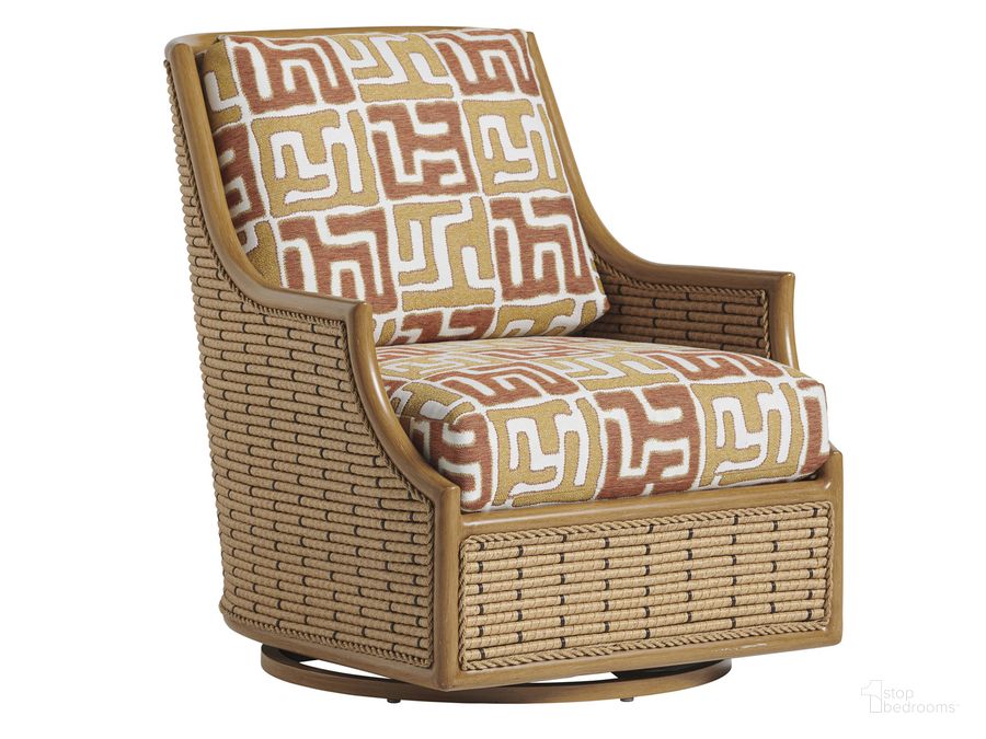 The appearance of Los Altos Valley View Swivel Glider Occasional Chair designed by Tommy Bahama in the transitional interior design. This  piece of furniture  was selected by 1StopBedrooms from Los Altos Collection to add a touch of cosiness and style into your home. Sku: 01-3930-10SG-40. Material: Wood. Product Type: Swivel Chair. Image1