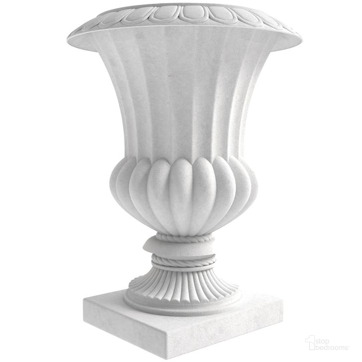 The appearance of Lotus 28 Inch High Poly Stone Planter In White designed by LeisureMod in the  interior design. This white piece of furniture  was selected by 1StopBedrooms from Lotus Collection to add a touch of cosiness and style into your home. Sku: LP28W. Material: Stone. Product Type: Planter. Image1