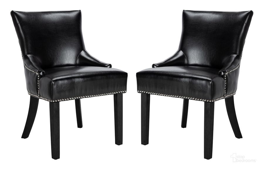 The appearance of Lotus Black and Espresso 19 Inch Side Chair with Silver Nailhead Detail Set of 2 designed by Safavieh in the modern / contemporary interior design. This black piece of furniture  was selected by 1StopBedrooms from Lotus Collection to add a touch of cosiness and style into your home. Sku: MCR4700C-SET2. Product Type: Dining Chair. Material: Stainless Steel. Image1