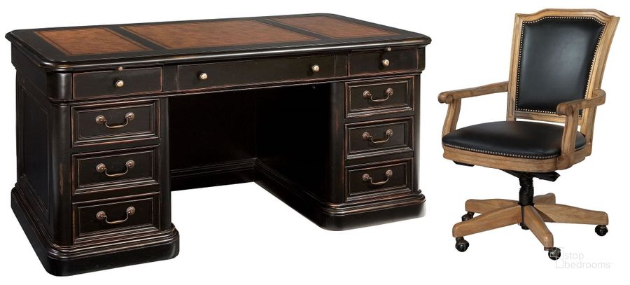 The appearance of Louis Phillippe Black Junior Executive Desk Home Office Set designed by Hekman in the traditional interior design. This black piece of furniture  was selected by 1StopBedrooms from Louis Philippe Collection to add a touch of cosiness and style into your home. Sku: 79150P;79150T;79257B. Material: Wood. Product Type: Home Office Set. Image1