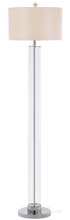 The appearance of Lovato Clear 64 Inch H Floor Lamp designed by Safavieh in the traditional interior design. This clear piece of furniture  was selected by 1StopBedrooms from Safavieh FLL Collection to add a touch of cosiness and style into your home. Sku: FLL4017A. Product Type: Floor Lamp. Material: Chrome. Image1