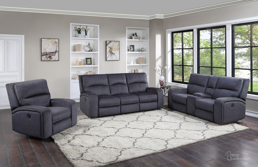 The appearance of Lovell 3PC Power Reclining Living Room Set In Gray designed by Steve Silver in the  interior design. This gray piece of furniture  was selected by 1StopBedrooms from Lovell Collection to add a touch of cosiness and style into your home. Sku: LO5168SC;LO5168CLC;LO5168RC. Product Type: Living Room Set. Material: Plywood. Image1