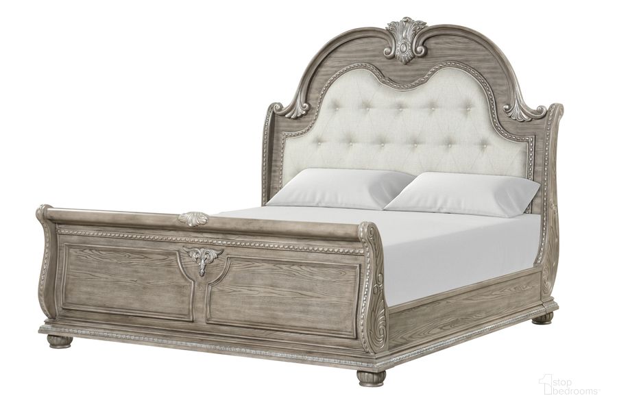 The appearance of Lucca King Bed In Gray designed by Glory in the traditional interior design. This gray piece of furniture  was selected by 1StopBedrooms from Lucca Collection to add a touch of cosiness and style into your home. Sku: G09105A-KB. Bed Type: Sleigh Bed. Material: Wood. Product Type: Sleigh Bed. Bed Size: King. Image1